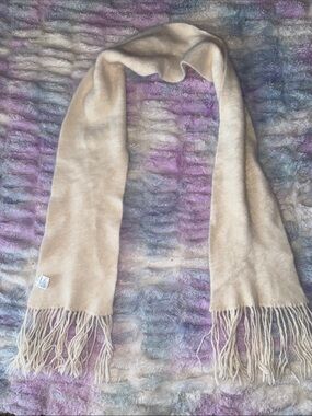 Women’s or Men’s J Crew Angora Rabbit Cream Fringe Knit Scarf. Super soft!